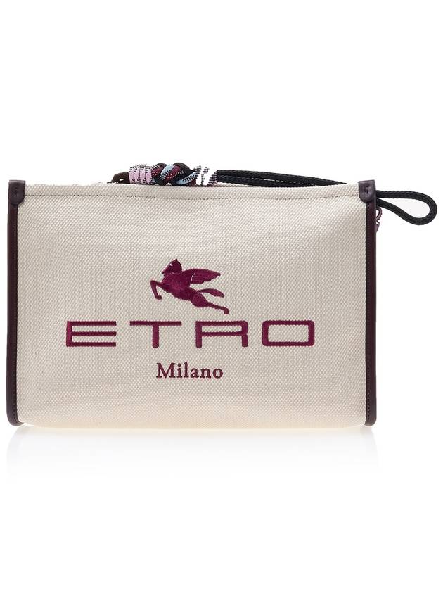 Embroidered Logo Clutch Bag Beige - ETRO - BALAAN 2