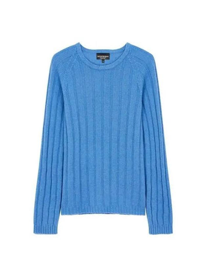 Women s Cashmere Chunky Ribbed Pullover Blue 271503 - EMPORIO ARMANI - BALAAN 1