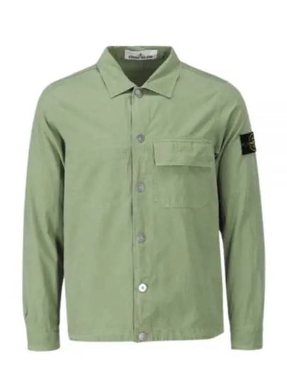 Cupro Cotton Twill Over Long Sleeve Overshirt Jacket Sage Green - STONE ISLAND - BALAAN 2