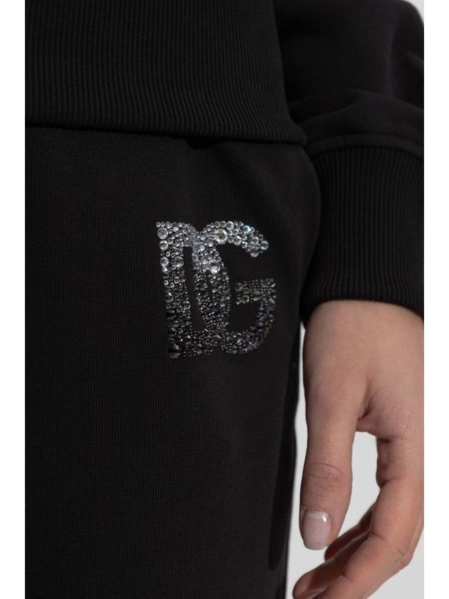 Dolce & Gabbana Sweatpants With Logo Finished With Shimmering Crystals, Women's, Black - DOLCE&GABBANA - BALAAN 5