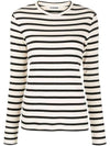 Back Logo Cotton Two Toned Stripe Long Sleeve T-Shirt Black White - JIL SANDER - BALAAN 1