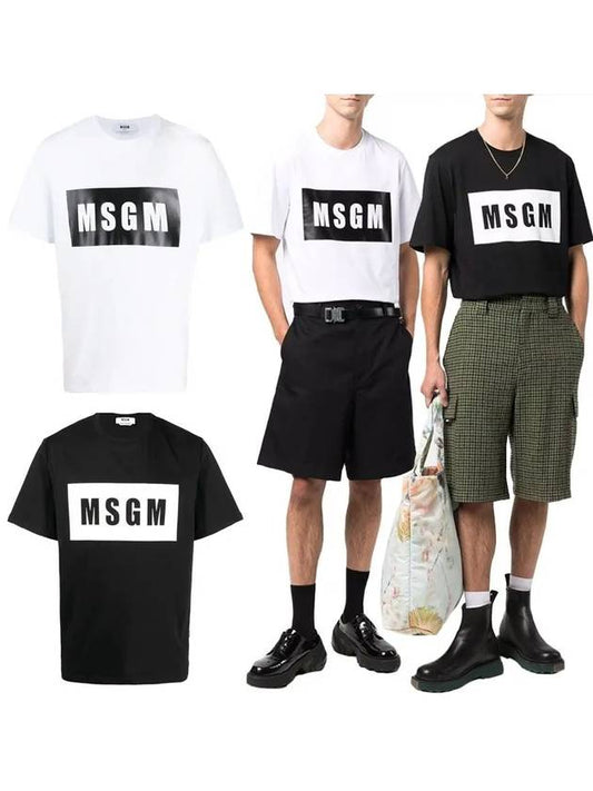 22SS Men's Logo Short Sleeve TShirt White 2000MM520 200002 01 - MSGM - BALAAN 1