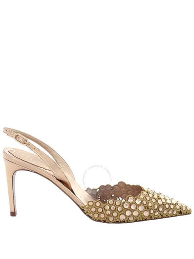 Rene Caovilla Ladies Vega Crystal Gold Slingback Pumps, Brand Size 35 ( US Size 5 ) - RENE CAOVILLA - BALAAN 1