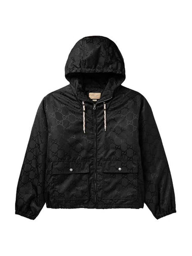 Men's Allover Logo Hooded Jacket Black - GUCCI - BALAAN 1