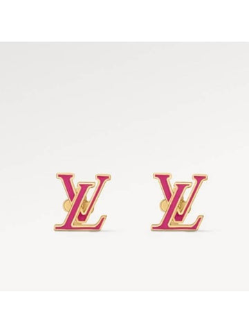 LV Iconic Enamel Earrings Gold Pink - LOUIS VUITTON - BALAAN 1