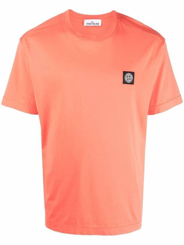 Mini Logo Patch Short Sleeve T-Shirt Orange - STONE ISLAND - BALAAN 1