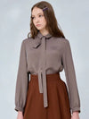 Tie blouse check brown 0121 - VOYONN - BALAAN 7