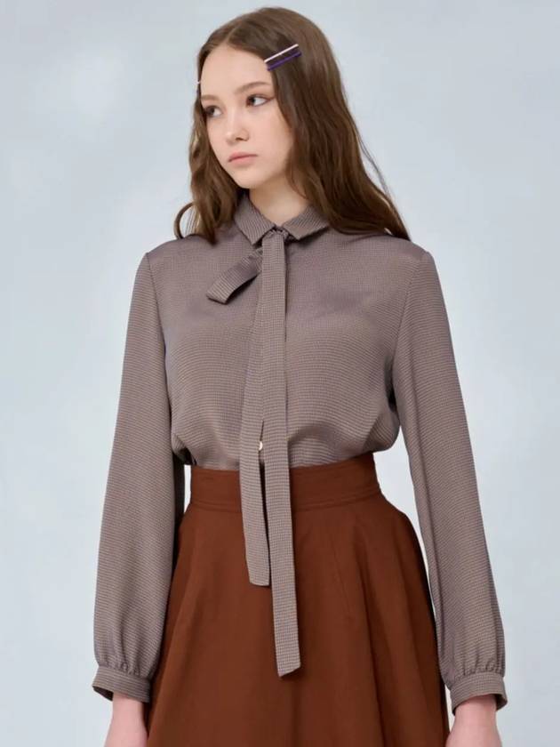 Tie blouse check brown 0121 - VOYONN - BALAAN 7