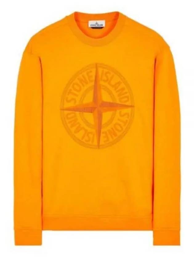 Garment Dyed Stitches Four Print Crewneck Sweatshirt Orange - STONE ISLAND - BALAAN 2