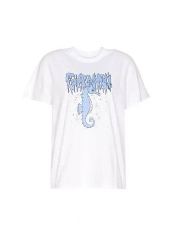 Relaxed Seahorse T shirt T3895 White 1059210 - GANNI - BALAAN 1