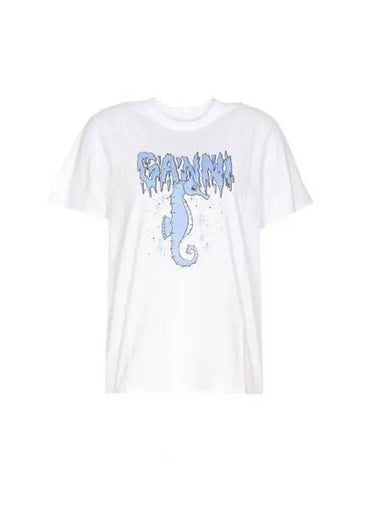 Relaxed Seahorse T shirt T3895 White 1059210 - GANNI - BALAAN 1