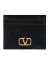 Signature V Logo Card Wallet Black - VALENTINO - BALAAN 1