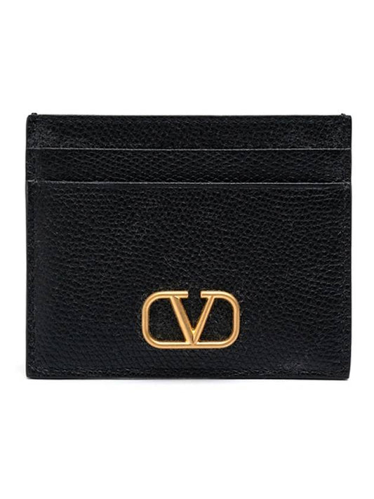 Signature V Logo Card Wallet Black - VALENTINO - BALAAN 1