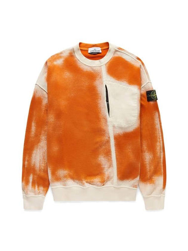 Hand Sprayed Airbrush Treatment Crew Neck Sweatshirt  Orange - STONE ISLAND - BALAAN 1