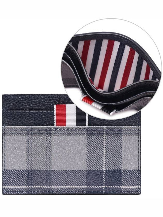 Checked Leather Card Wallet Grey - THOM BROWNE - BALAAN 2