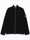 Compass Patch High Neck Stretch Wool Zip Up Cardigan Black - STONE ISLAND - BALAAN 4