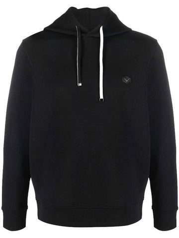 Logo Patch Cotton Blend Hoodie Black - EMPORIO ARMANI - BALAAN 1