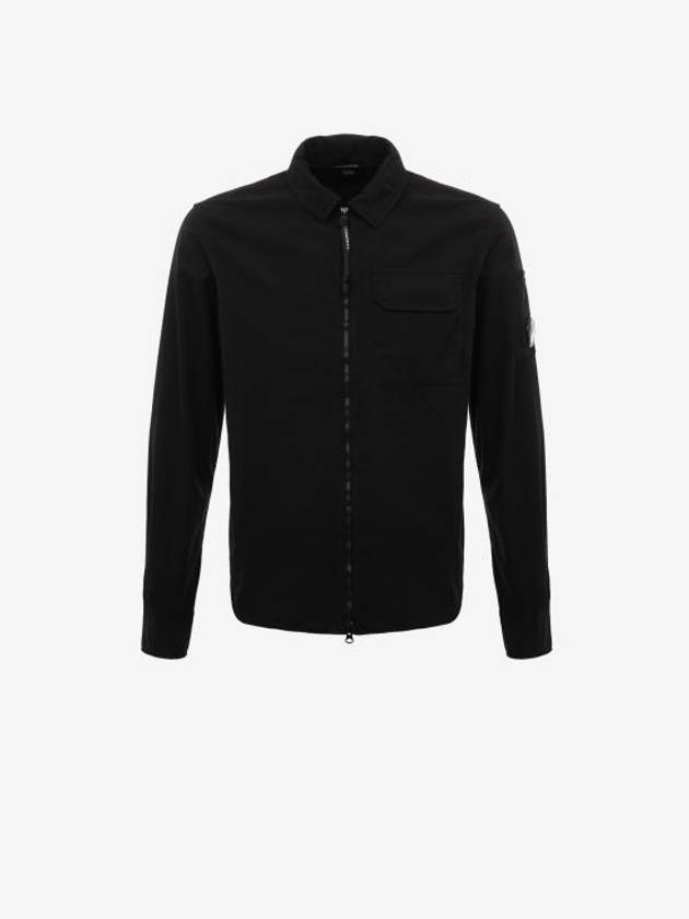 Gabardine Zipped Long Sleeve Shirt Black - CP COMPANY - BALAAN 2