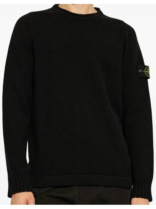 Compass Badge Wool Knit Top Black - STONE ISLAND - BALAAN 4