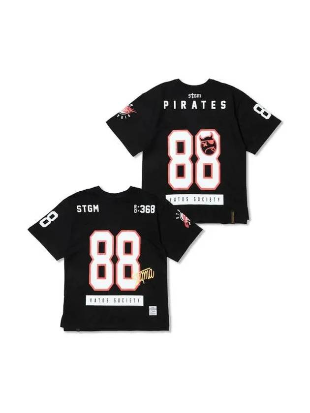 88 Football Oversized Short Sleeves T Shirts Black - STIGMA - BALAAN 1