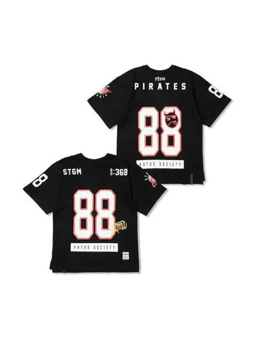 88 Football Oversized Short Sleeves T Shirts Black - STIGMA - BALAAN 1