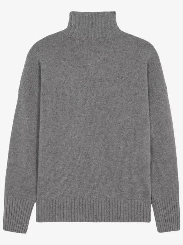 Men's Fox Head Patch Oversized Wool Turtleneck Grey - MAISON KITSUNE - BALAAN 5