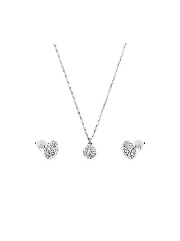 Sublima Rhodium Necklace Earrings Set Silver White - SWAROVSKI - BALAAN 2