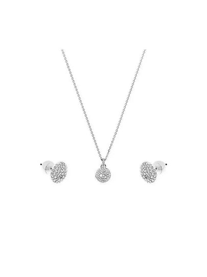 Sublima Rhodium Necklace Earrings Set Silver White - SWAROVSKI - BALAAN 2