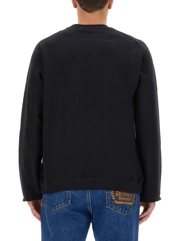 Micro Logo Print Cotton Sweatshirt Black - MSGM - BALAAN 6