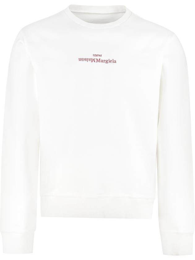 Embroidered Logo Cotton Sweatshirt White - MAISON MARGIELA - BALAAN 1