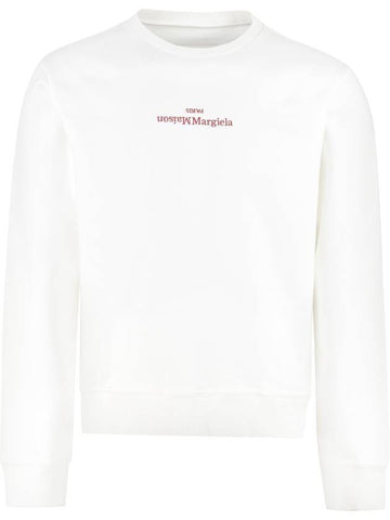 Embroidered Logo Cotton Sweatshirt White - MAISON MARGIELA - BALAAN 1