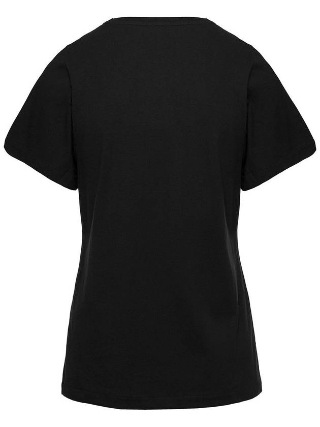 Embroidered Logo Cotton Short Sleeve T-Shirt Black - TOTEME - BALAAN 3