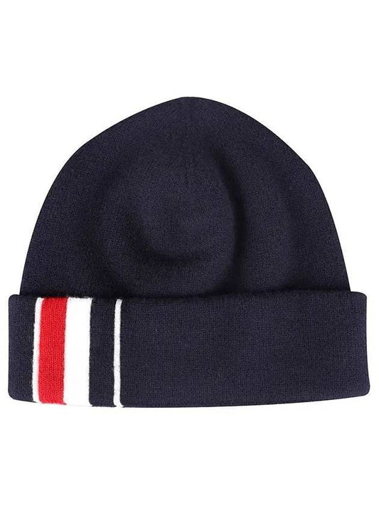 Striped Wool Beanie Navy - THOM BROWNE - BALAAN.