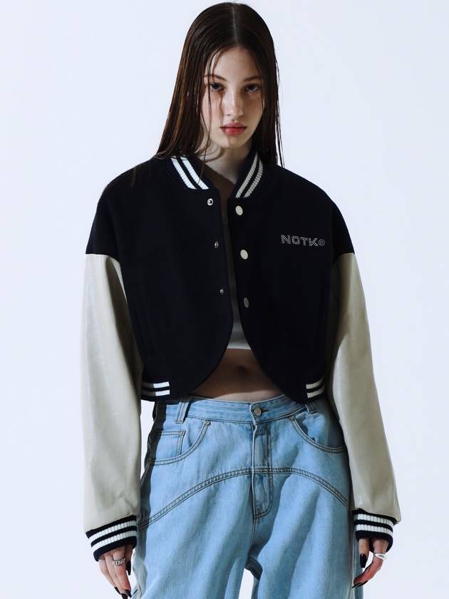 Crop Curve Varsity Jumper Navy - NOTKNOWING - BALAAN 3