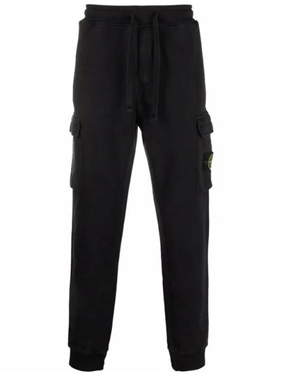 Garment Dyed Cotton Fleece Track Pants Black - STONE ISLAND - BALAAN 2