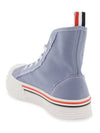 Tartan Sole Canvas High Top Sneakers Blue - THOM BROWNE - BALAAN 4