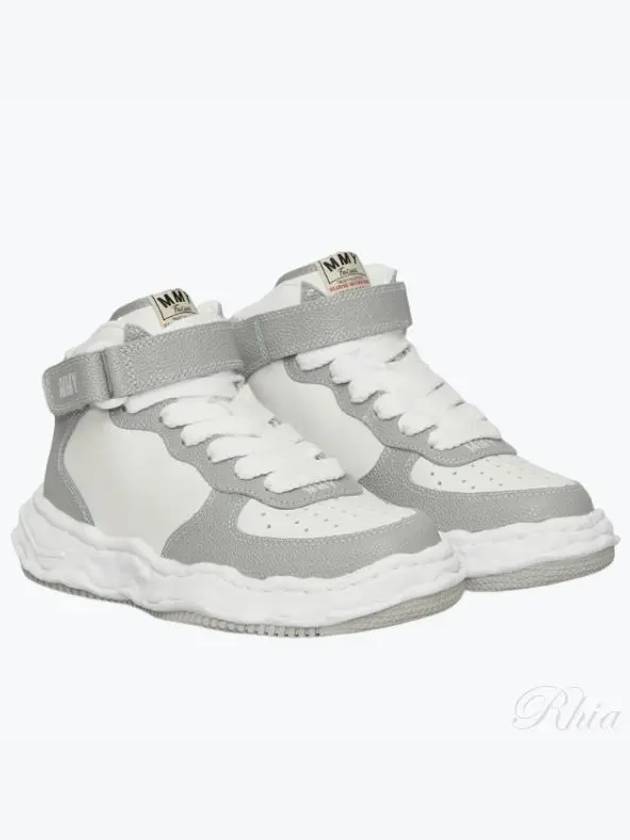 A11FW711 Gray White Wayne Leather High Top Sneakers - MIHARA YASUHIRO - BALAAN 1