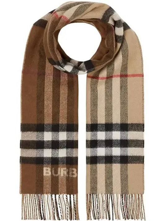 Contrast Check Cashmere Muffler Archive Beige Birch Brown - BURBERRY - BALAAN 2