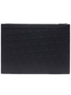 Pebble Grain Three Stripes Medium Clutch Bag Black - THOM BROWNE - BALAAN 5