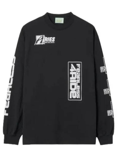 Aries Fearless Moto T Shirt Black Long Sleeve Tee - ARIES - BALAAN 1