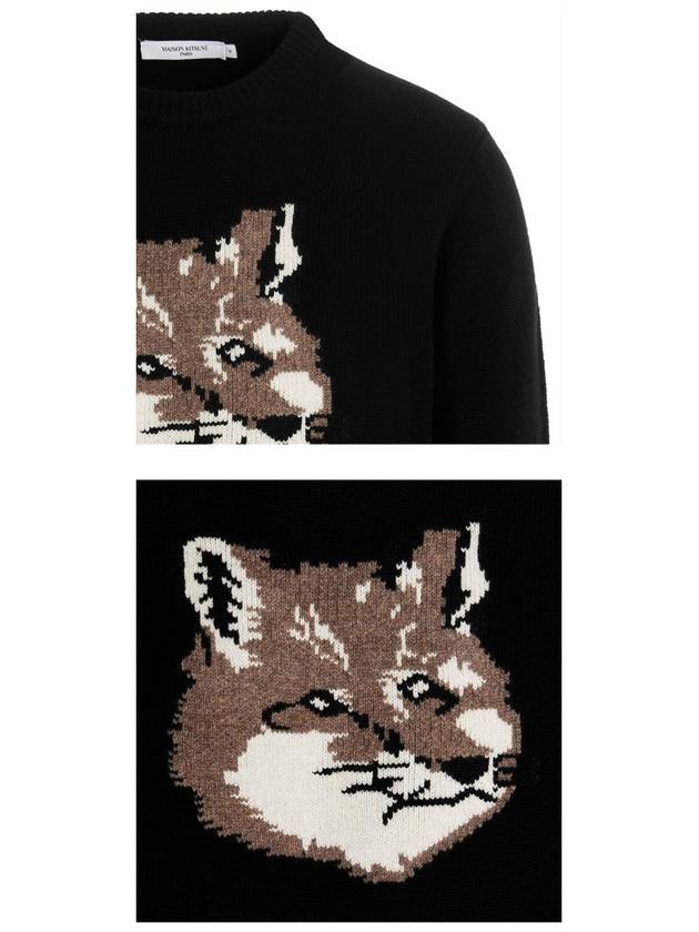 Men's Big Fox Head Classic Pullover Wool Knit Top Black - MAISON KITSUNE - BALAAN 7