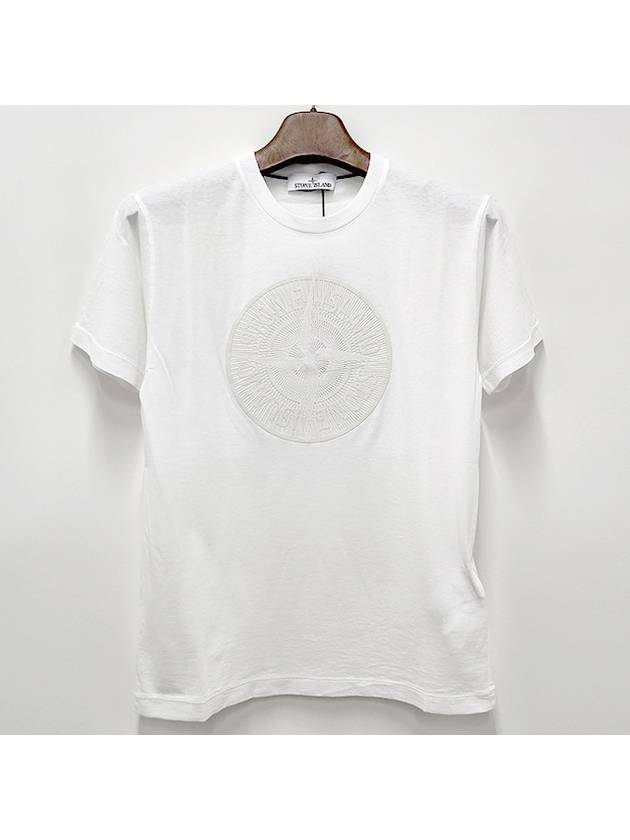 Industrial Two Print Garment Dyed Short Sleeve T-Shirt White - STONE ISLAND - BALAAN 3