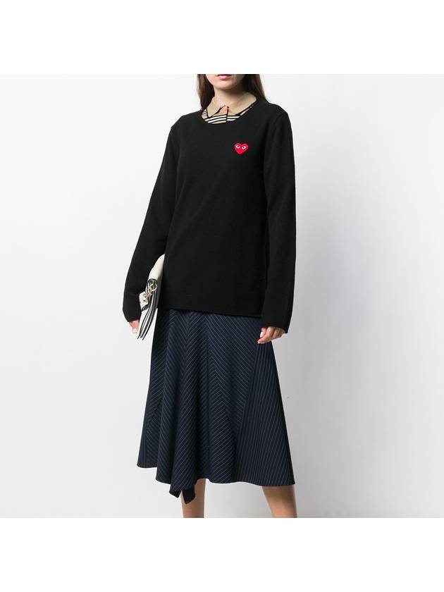 Red Heart Crew Neck Knit Top P1 N068 1 Black - COMME DES GARCONS - BALAAN 4