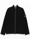 Compass Patch High Neck Stretch Wool Zip Up Cardigan Black - STONE ISLAND - BALAAN 3