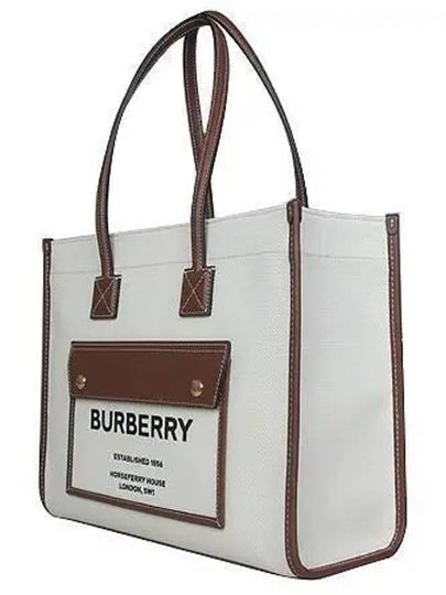 8044138 Ivory Canvas Tan Freya Pocket Small Tote Bag - BURBERRY - BALAAN 2