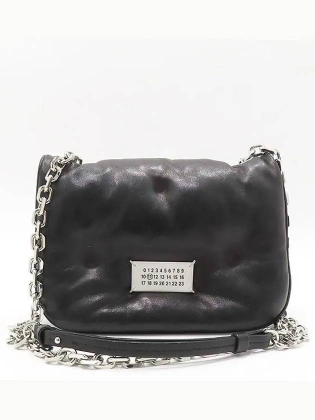 Maison Margiela SB1WG0019 Black Nappa Leather Glam Slam Small Flap Chain Shoulder Bag - MAISON MARGIELA - BALAAN 1