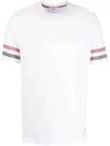 Textured Cotton Stripe Short Sleeve T-Shirt White - THOM BROWNE - BALAAN 2