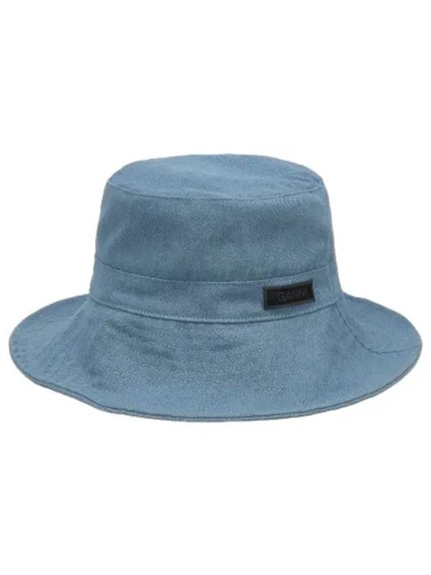 Logo Patch Denim Bucket Hat Blue - GANNI - BALAAN 1