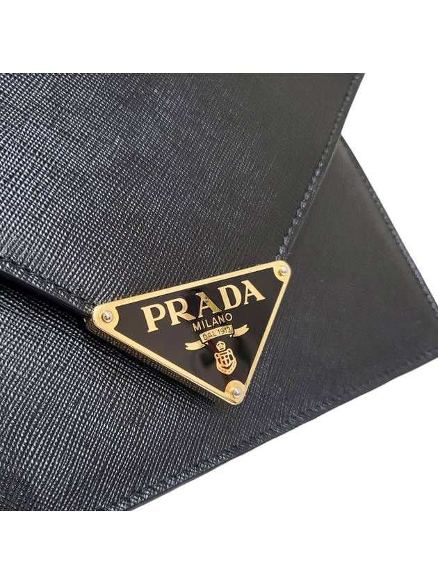 Women s 1BD318 Black Saffiano Triangle Logo Gold Chain Crossbody Bag - PRADA - BALAAN 8