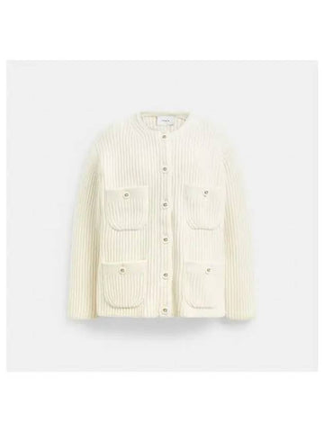 Oversized Pocket Cardigan Ivory - COACH - BALAAN 1